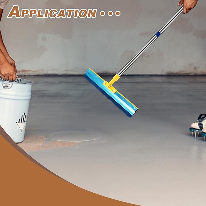 Notched Squeegee for Self Leveling Self-Leveling Floor Squeegee with 78.7 Long Stainless Steel Handle Cement Floor Leveling Tool Construction Tool with 3 Racks