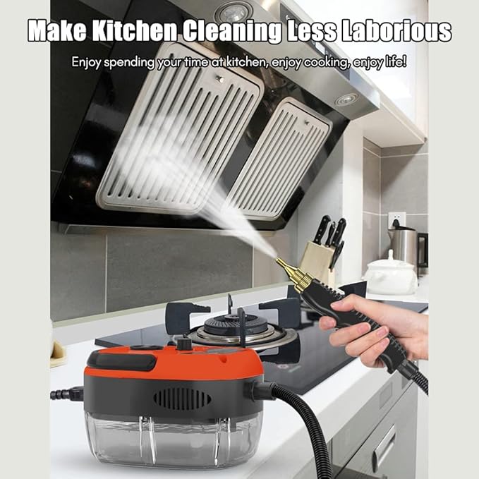 2500W Portable Handheld Steam Cleaner High Temperature Pressurized Steam Cleaning Machine with Brush Heads and Gloves for Kitchen Furniture Bathroom Car