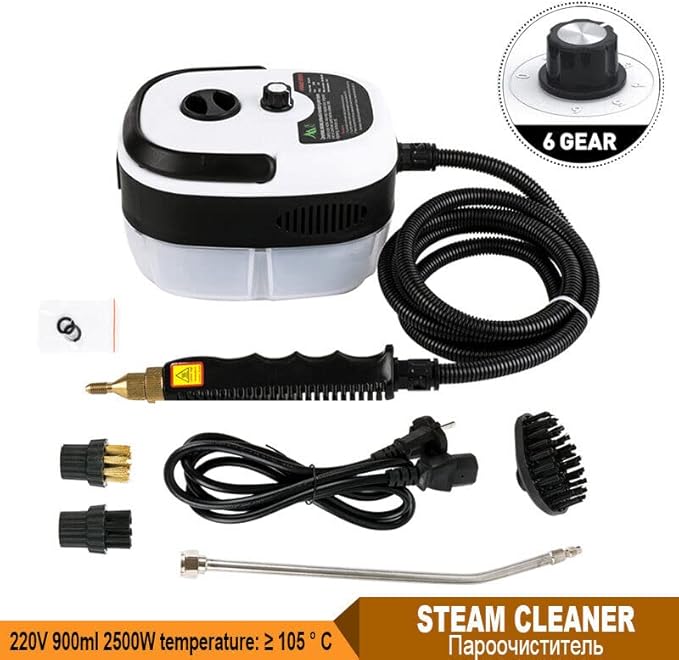 High Pressure Steam Cleaner Handheld High Temp Fast Heating Portable Cleaning Machine for Home Use Grout Tile Car Detailing Kitchen Bathroom with 3 Brush Heads