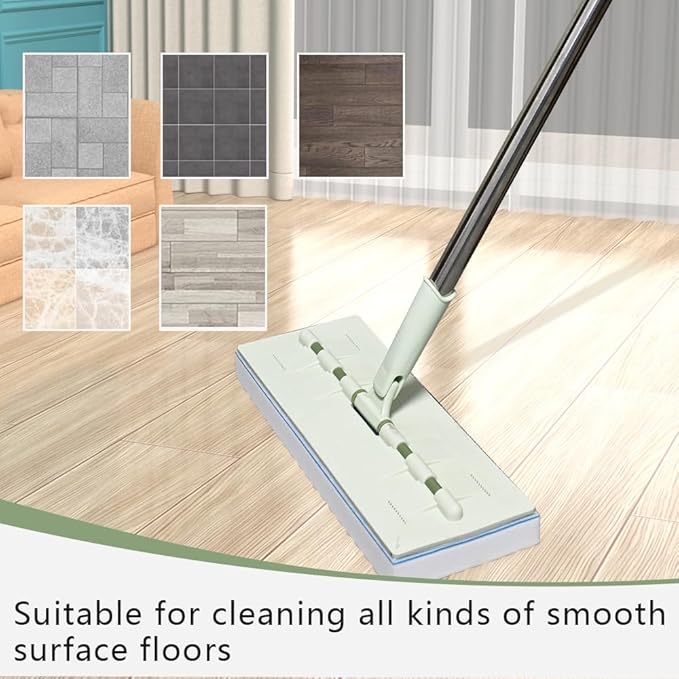 Magic Sponge Eraser Mop 60 Adjustable Mop Handle with Flexible 13 Flat Head with Microfiber Pad and Magic Sponge Eraser Pads