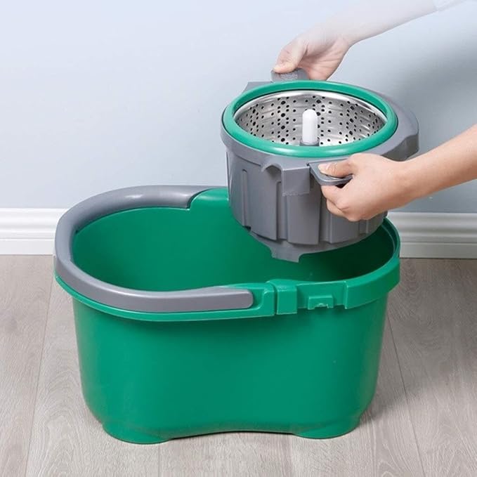360° Rotating Microfiber Mop Floor Cleaning System with Stainless Steel Rod Washable Pads &amp Durable Bucket for Hardwood Laminate Tile