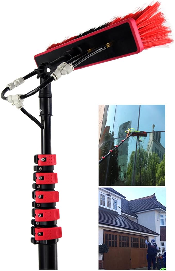 Outdoor Solar Panel Window Cleaning Window Glass Cleaner Kit Photovoltaic Panel Cleaning System with Extension Pole and Water Fed Pole9M/30FT