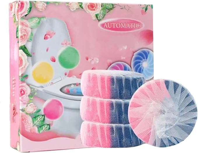 Toilet Bowl Cleaner Toilet Flush Tank Blue Bubble Set (4 Pieces in a Box) deyellowing and deodorizing maintaining Shine Long-Lasting Fresh Cherry Blossom Fragrance