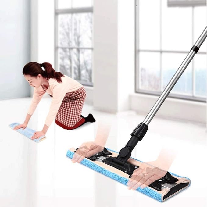 Microfiber Hardwood Floor Mop Stainless Steel Handle and Extensionfor Home Kitchen and All Surfaces