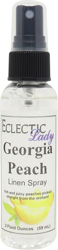 Georgia Peach Linen Spray (Double Strength) 8 ounces - Eclectic Lady Sheet and Linen Spray - No Artificial Colors Parabens or Preservatives - Long-Lasting Scent for Bed Fabric &amp Pillow