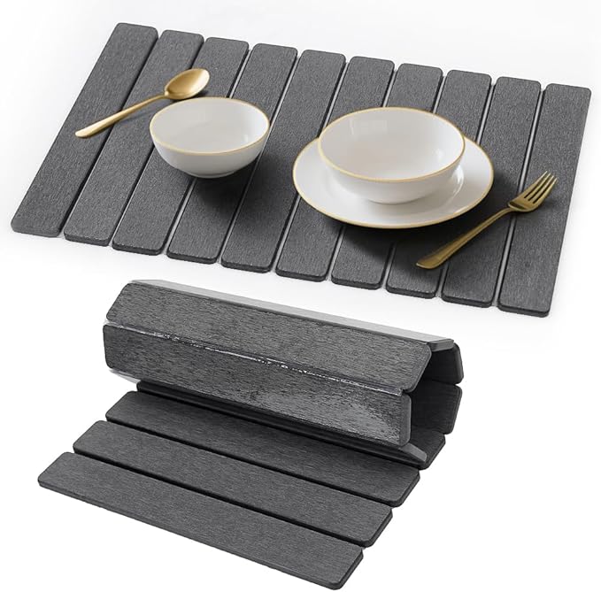 Stone Dish Drying Mat for Kitchen Counter - 24 x 16 Ultra Absorbent Diatomaceous Earth Mat Fast Drying &amp Foldable Countertop Protector Non-Slip Eco-Friendly Stone Mat for Dishes