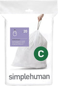 simplehuman Trash Can Liner C 10-12 Liters/2.6-3.2 Gallons 20-Count Bags (Pack of 3)