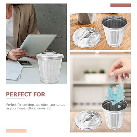 Mini Desktop Trash can with Lid 3.74 Inch Small Garbage Bin Compact Waste Basket for Home Office Bedroom Table Storage Organizer 4 Pack