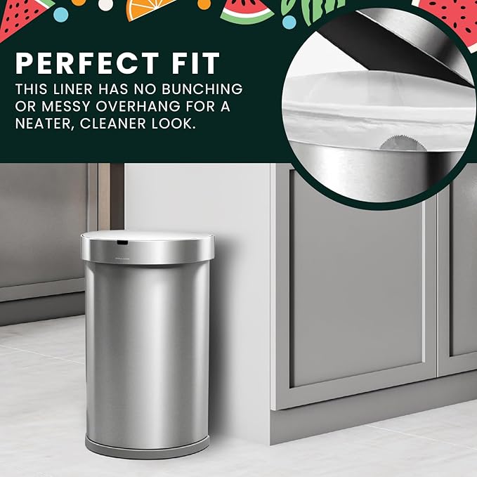 Bags for Code J simplehuman Garbage Cans | Extra Thick Trash Liner with 45 Liter Capacity and Folded Drawstring |100 Unscented Bags