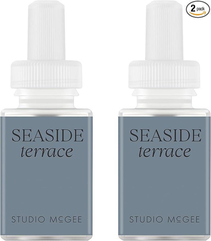 Pura x Studio McGee Home Scent Refill - Smart Air Diffuser - Up to 120-Hours of Luxury Fragrance per Refill - Home Essential - Clean &amp Safe Diffuser Fragrance - 2 Pack Seaside Terrace