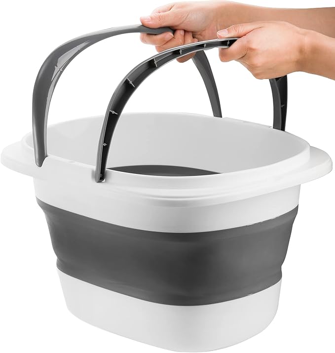 Coloch 2 Pack 16L/4.2 Gallon Collapsible Plastic Bucket Foldable Mop Bucket Laundry Basket with Handle Portable Water Pail Space-Saving Bucket for House Cleaning Car Washing Fishing Camping