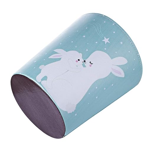 10L/2.64 Gallon Trash Can Decorative Waste Basket PU Leather Waste Paper Basket Waterproof Garbage Can for Bathroom Bedroom Office Kitchen and Living Room - Mother Rabbit