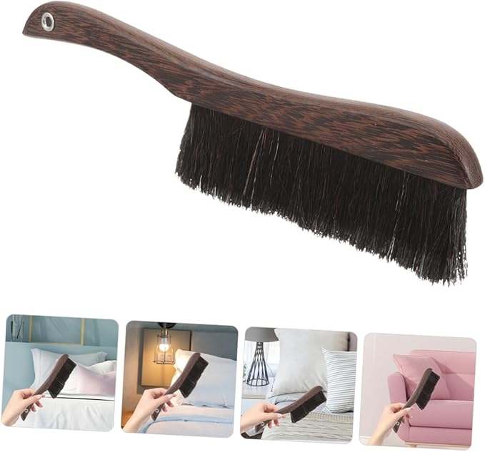 Ciieeo 2pcs Wooden Horsetail Bed Brush Soft Bristle Cleaning Brush for Furniture Car Piano Guzheng Long