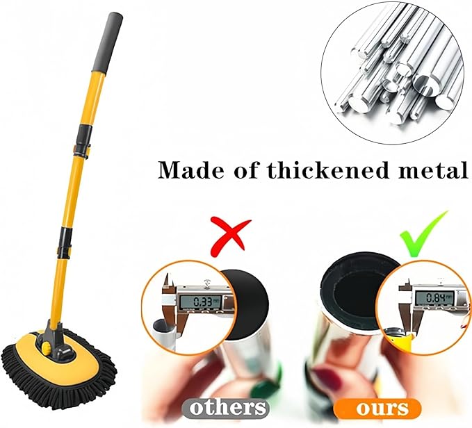 Car Wash Brush with Long Handle Microfiber Towels Car Wash Kit Cleaning Supplies Car Wash Mop Mitt with 2 Replacement Head  Extension Pole Car Brush Cleaning Kit for Cars Trucks