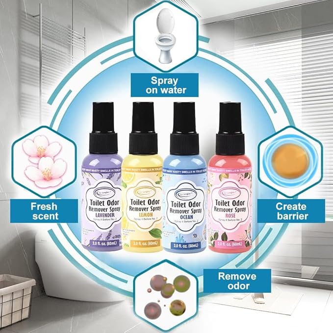 Air Jungles Bathroom Freshness Essentials Bundle :Toilet Bowl Cleaner Tablets Lavender Odor Eliminator Spray &amp Flushable Wipes (300 Count)