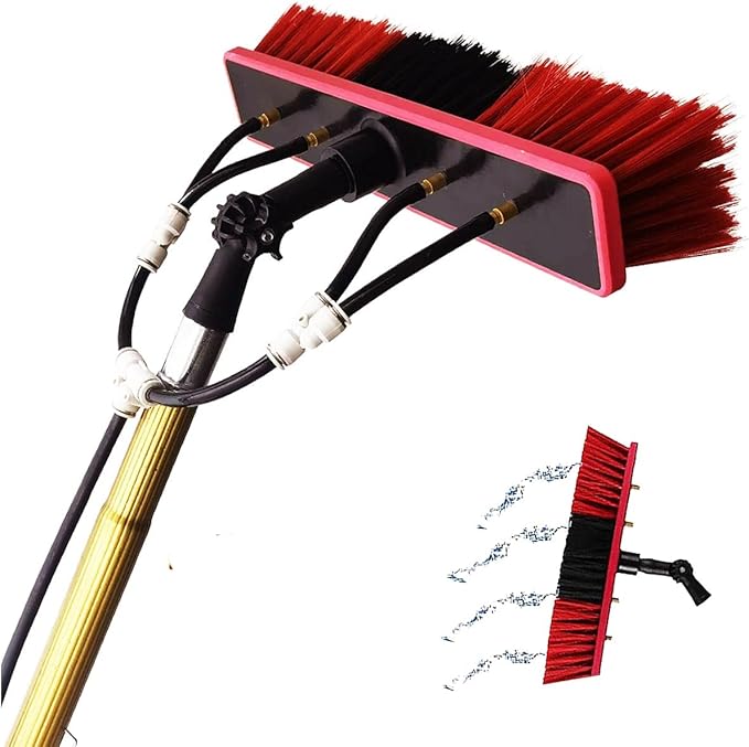 5m Telescopic Window Cleaning Pole with Water Fed Brush Ideal for Conservatory Roof Photovoltaic Panel and Solar Panel Cleaning Extendable Roof Cleaning Tools for Cleaner Results