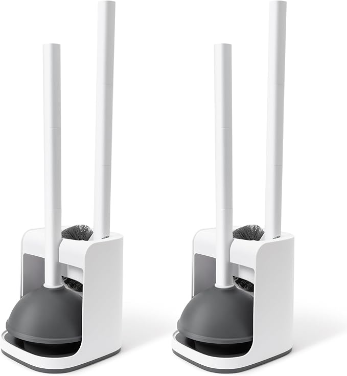 Toilet Brush and Plunger Set Hidden S-Shaped Toilet Brush Plunger Combo 2 Pack Perfect for Homes Apartments &amp Bathrooms