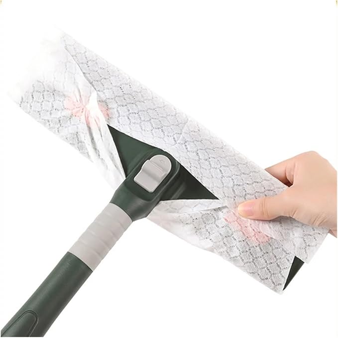 180° Rotatable Long Handle Window Mop – Glass Cleaner with Silicone Scraper and Brush – Household Cleaning Tool for High Windows(138cm - Hooks)