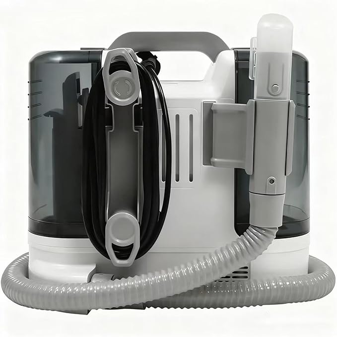 Portable Carpet &amp Upholstery Cleaner Furniture Sofa Stairs &amp Car Deep Cleaning with Dual Brush Heads &amp Cleaning Solution