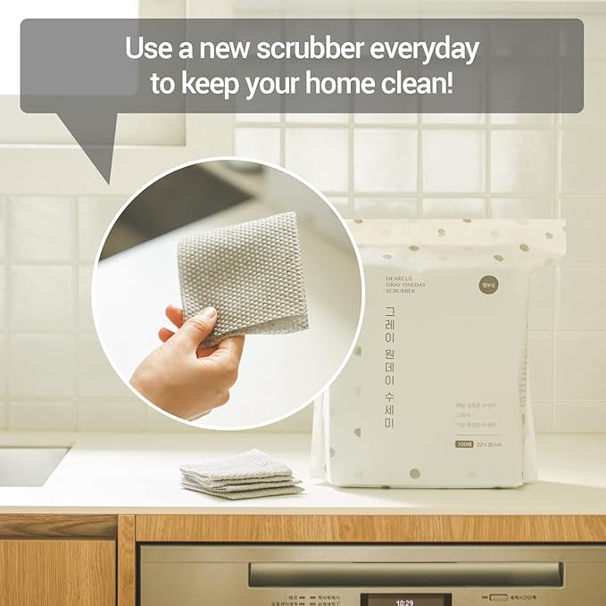 DEARCUS One Day Scrubber Embossed Disposable Dishcloth Sheets - Odor-Resistant Lint-Free Non-Scratch Melt-Blown PP Cleaning Cloths for Dishes Cookware Cooktop &amp BathroomGray 2 Pack 200 Sheets