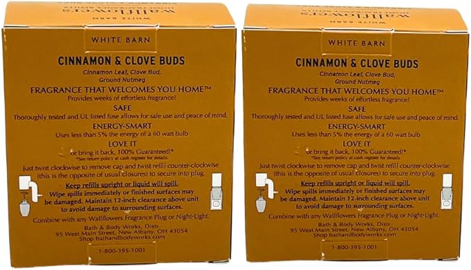 Bath &amp Body Works CINNAMON &amp CLOVE BUDS Wallflowers Refills 4-Pack Gift Set with 30-Inch Champagne Gold Ribbon Bow for Holidays – 0.8 fl oz Each