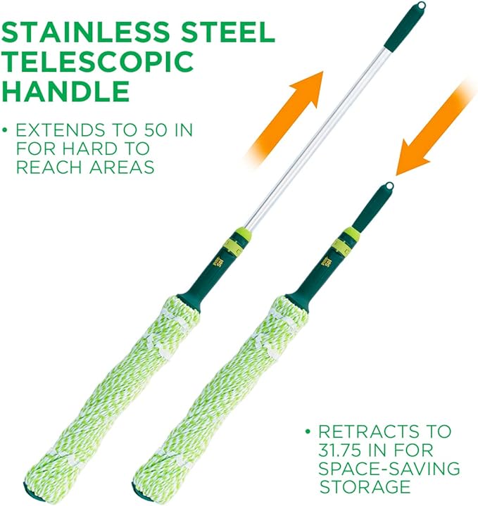 Pine-Sol Microfiber Mop Self Wringing – Easy Squeeze Twist Design for Wet Mopping | Household Cleaning Tool for Tile Linoleum Laminate Floors | Extendable Metal Handle
