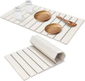 Extral Large Stone Dish Drying Mats for Kitchen Counter 28(L)×16(W) Quick Dry Dish Drying Mat Collapsible Eco-Friendly Absorbent Diatomaceous Earth Mat for Dishes Cups Match Any Countertop