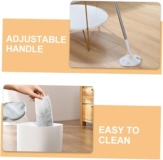 VICASKY Rotatable Dust Mop with Handle and Dry Cleaning Cloth Triangle-Shaped Electrostatic Floor Sweeper for Household Dust Removal No-wash Lazy Mop Set for Hardwood and Tile Cleaning