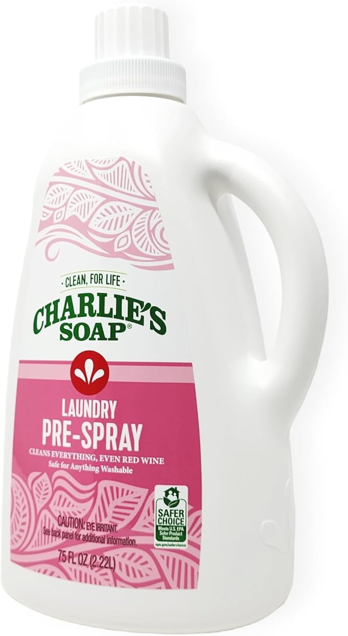 Charlie’s Soap Laundry Pre-Spray Stain Remover Refill (75.0 fl oz) Natural Laundry Pretreat and Stain Remover (One 75oz Refill)