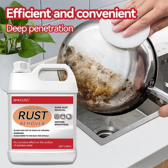 Stainless Steel Rust Stain Remover &amp Cleaner 1 Gallon- Quickly Cleans Stainless Steel Appliances Furniture Commercial Equipment Grills Sinks and Tools | Powerful &amp Safe Metal Rust Remover