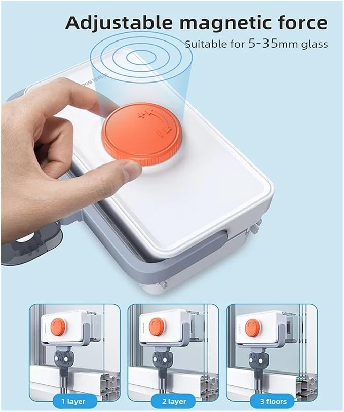 Double Sided Magnetic Glass Brush With Telescopic Rod Adjustable Anti-Drop For Various Home Window Cleaner(5-26mm With rod)