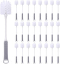 24 Pack Long Handle Bottle Brush 12.8 Inch Water Bottle Cleaning Brush Flexible Scrub Long-Lasting Bristles for Water Cups Glasswares Mugs Flat Handle