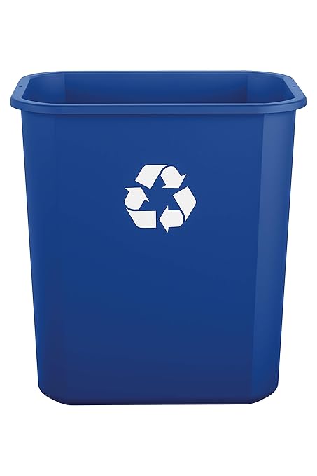 7 Gallon Waste Basket Blue w/Recycle Logo