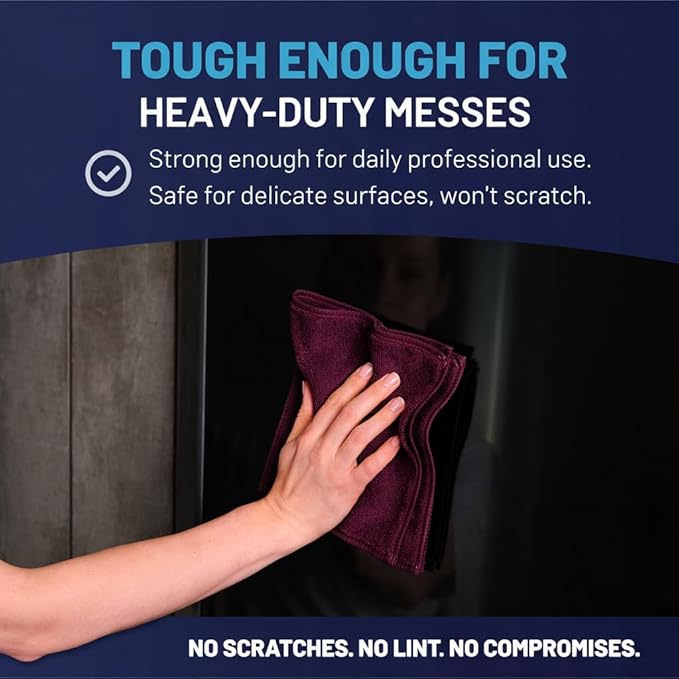 MW Pro Microfiber Cleaning Cloth | Coral Teal Plum | 12 Pack | 16” x 16” | All Purpose Microfiber Towels - Clean Dust Polish Scrub Absorbent