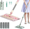 Microfiber Floor Mop 15 with 4 Pads Adjustable Handle Flat Mop with Stainless Steel Handle 360 Rotatable Adjustable Retractable Cleaning Mops for Hardwood Laminate Tile Floor (Pink)