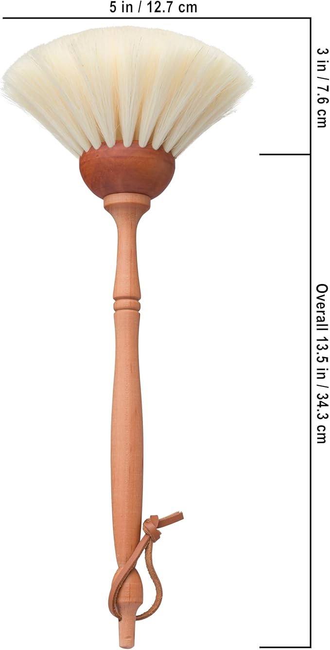 REDECKER Goat Hair Dust Brush with Oiled Pearwood Handle 13-1/2 inches - Natural Bristle Duster Cleans Delicate Surfaces Hanging Loop for Storage - Goat Hair Dusting Brush Made in Germany