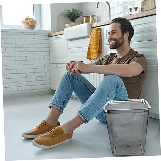 DOITOOL Large Transparent Plastic Trash Can with Press Ring PP Wastebasket for Bathroom Kitchen Office Stable Lidless Garbage Container for Home Use