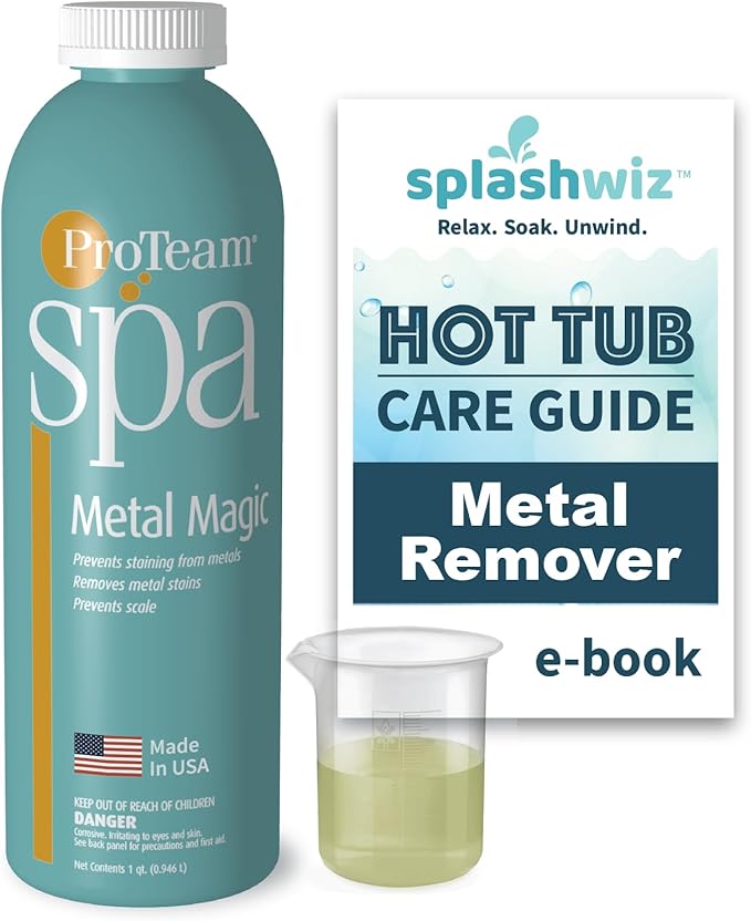Proteam Spa Metal Magic - Spa Metal Remover for Hot Tub with SplashWiz Hot Tub Chemicals Care Guide - Made in USA (1 qt)