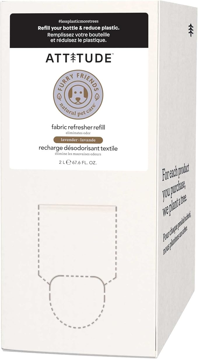 ATTITUDE Fabric Refresher for Pets Neutralizes Odors Plant and Mineral-Based Ingredients Vegan and Cruelty-free Bulk Refill Lavender 67.62 Fl Oz