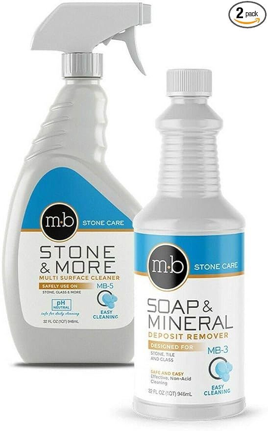 MB Stone Care Soap and Mineral Kit MB-5 Multi-Surface Cleaner and MB-3 Soap and Deposit Remover Ready to Use Bundle- for Cleaning (1Quart / 32FL OZ)