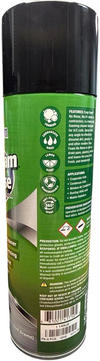 Fyzio replacement for Nu-Calgon 4171-75 Evap Foam No Rinse Coil Cleaner 18 oz Aerosol – Self-Rinsing Foaming Evaporator Coil Cleaner for AC &amp Mini Split Systems (12 Can(s))