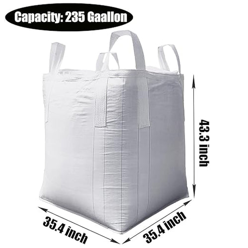 10 Pack ewori FIBC Jumbo Bulk Bag Diamond One Ton Bag 35.4L x 35.4W x 43.3H 3300lbs SWL Safty Factor 3:1 Duffle Top Flat Bottom Heavy Duty Construction Woven Polypropylene Bags (10)