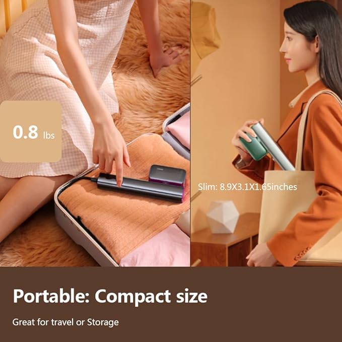 Nesugar Steamer for Clothes Steamer Fashion Portable Handheld Garment Steamer 0.8lbs Lightly 15s Fast Heat-up 10 Minutes of Continuous Steam Light Mini Steam Iron for travel and home(100-120V)
