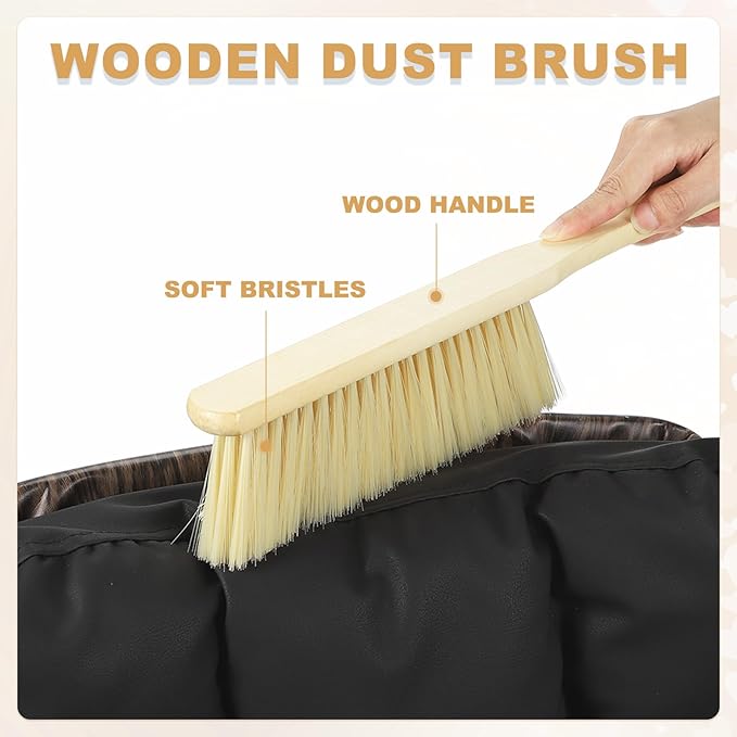 uxcell 16pcs Wooden Dust Brush 14 Inch Hand Broom Cleaning Brush Soft Bristle with Wood Handle for Bench Car Sofa Bed Fireplace Yellow