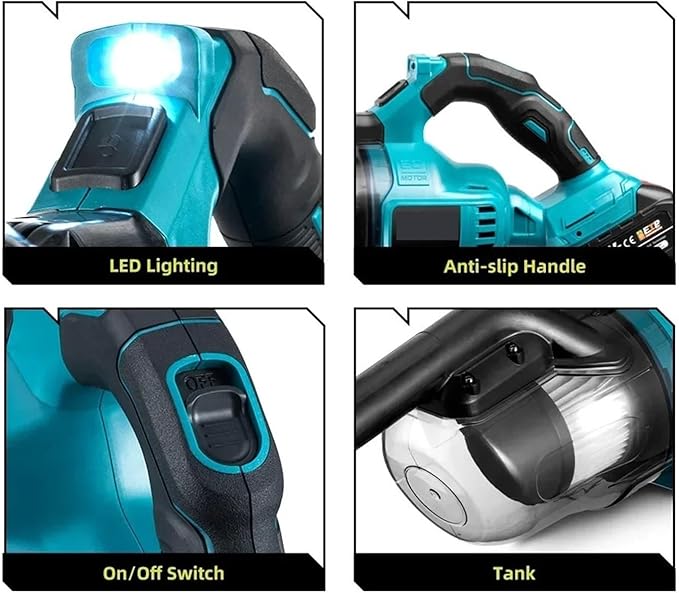 Vacuum Cleaner Cordless Portable Efficient Household Industrial Construction Clean Tools 18V Battery(2 Battery EU Plug)