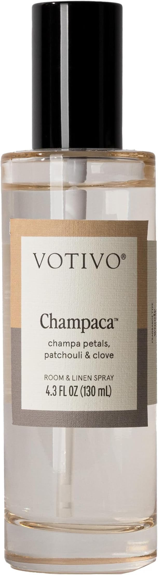 Votivo Champaca 4.3 oz Room &amp Linen Spray | Patchouli Scented Air Freshener for Linens &amp Living Areas | Premium Long Lasting Fragrance