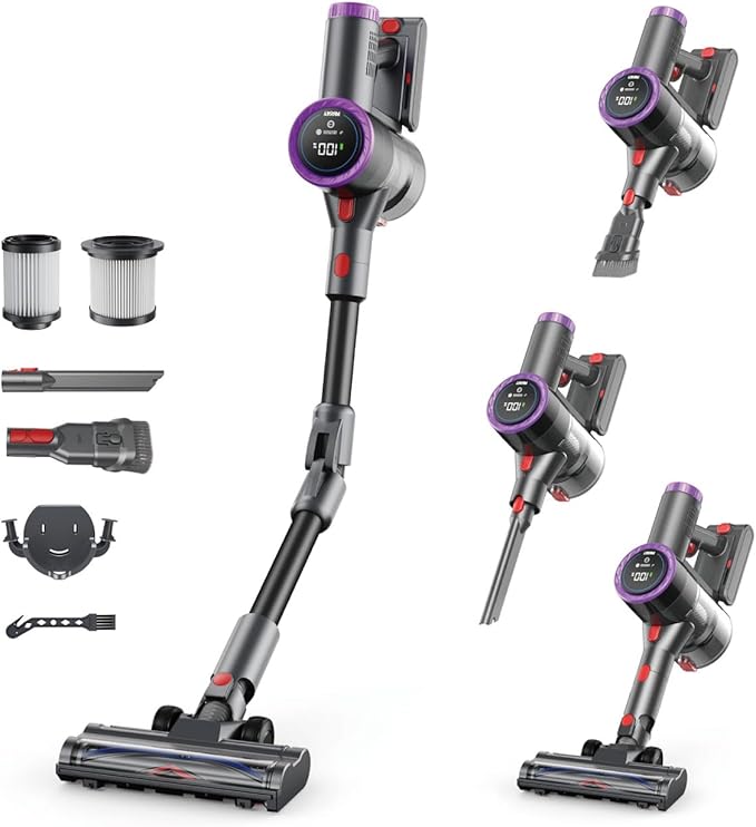 Cordless Vacuum Cleaner Stick Vacuum Foldable Rechargeable Powerful Suction Lightweight Vacuum Cleaners for HomeAnti-TangleSelf Standing for Pet Hair Hardwood Floor Carpet