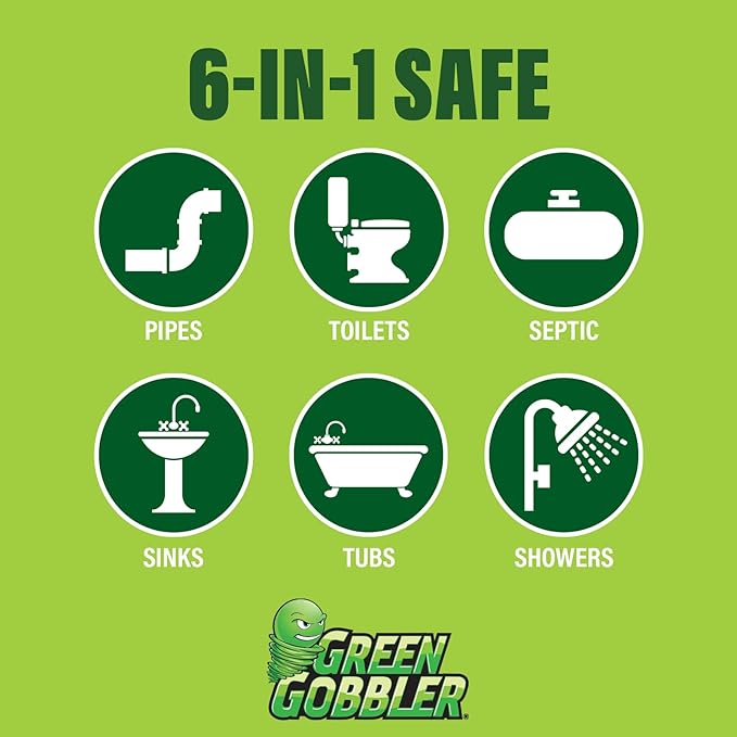 Green Gobbler Drain Clog Remover &amp Drain Cleaner Powder (5 Pacs &amp 5 Tools)