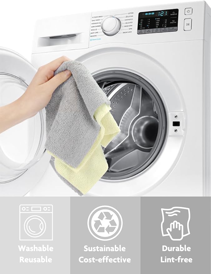 Fantasticlean Microfiber Cleaning Cloth Roll -40 Pack Tear Away Microfiber Towels 12 x 12 Reusable Washable Scratch Free Ultra Absorbent Dishcloth for All-Around Cleaning Supplies (Beige)