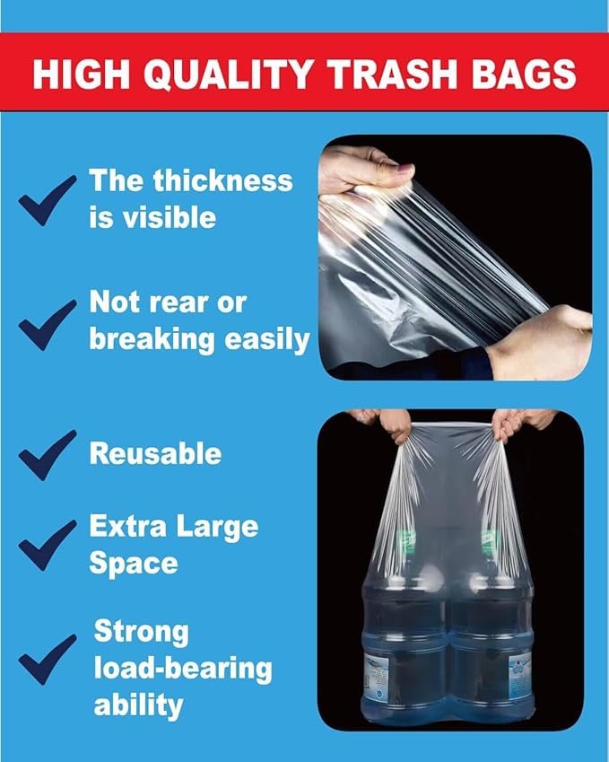 Heavy Duty 3 MIL Black Trash Bags 32x52 20-Pack with Gloves 50/55/60 Gallon Contractor Garbage Bags for Industrial Commercial Yard Cleanup &amp Construction (Extra Thick Tear Resistant)